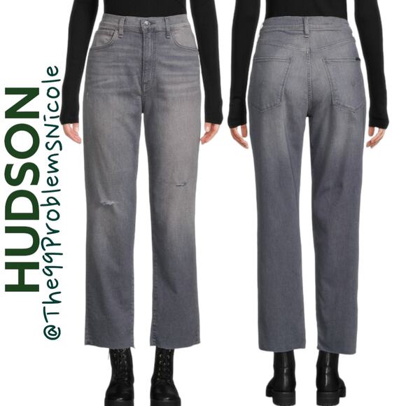 Hudson Kass High Rise Straight Fit Ankle Jeans - Picture 1 of 9
